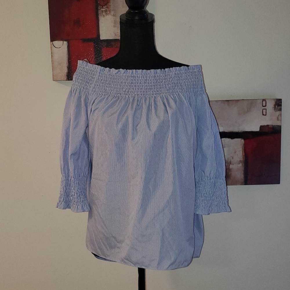 Ark N Co striped off the shoulder top